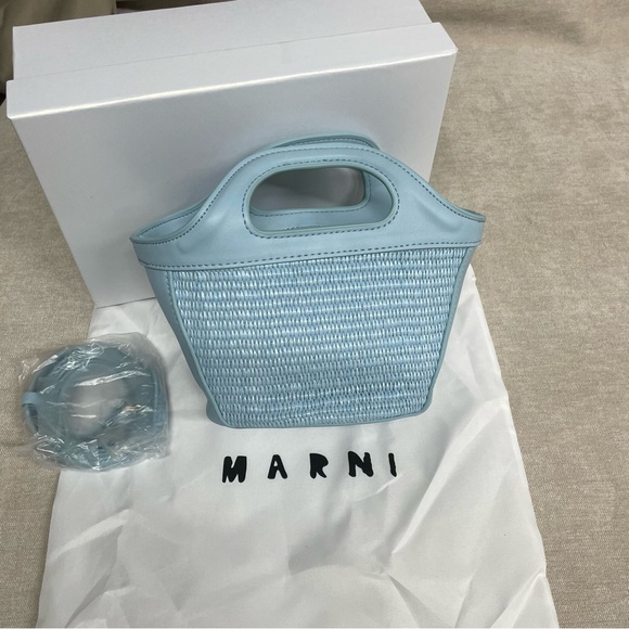 Marni Sky Blue Woven Tote - Picture 6 of 7
